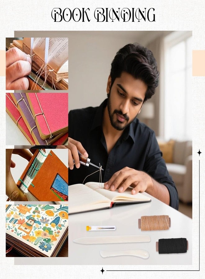 CoolShef مجموعة أدوات تجليد الكتب CoolShef المكونة من 12 قطعة - أدوات حرفية جلدية مع أداة طي العظام، وخيط مشمع، ومخرز، وإبر ذات ثقوب كبيرة | أدوات خياطة للخياطة وتجليد الكتب اليدوي - Image 5